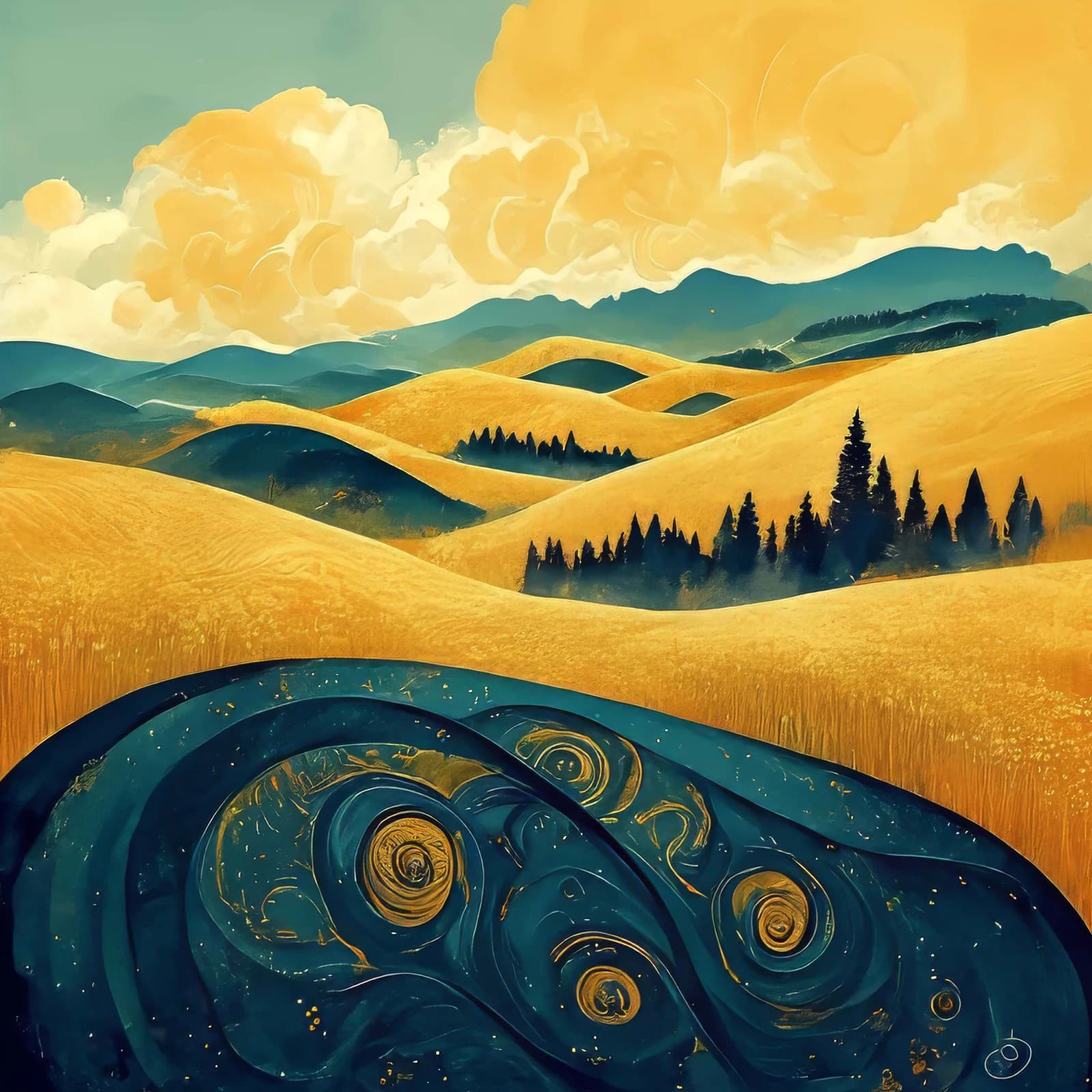 Paysage à l'huile I